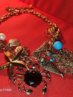 Gold-Tone Ocean Charm Necklace